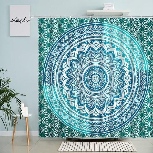 Mandala Floral Shower Curtain Bohemian Exotic Colorful Pattern Bathroom Bathtub Waterproof Hanging Cloth Curtains With Hooks