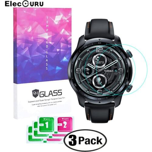 3 Pack for TicWatch Pro 3 GPS Smartwatch Tempered Glass Screen Protector 9H Protective Film Scratch Resistant Anti-Shatter Guard
