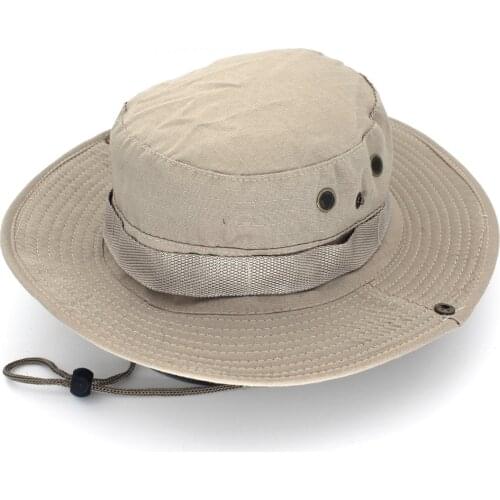 Hot Sale Casual Unisex Outdoor Fisherman Hat Climbing Fishing Camouflage Bunny Hat Jungle Pure Color Round Edge Cap Boonie Hats