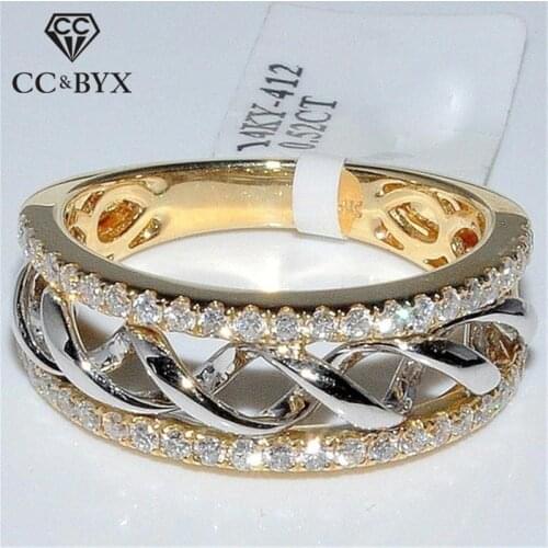CC Rings For Women Yellow Gold Color Double Color Ring Cubic Zirconia Fashion Luxury Jewelry Accessories Drop Shipping CC2336