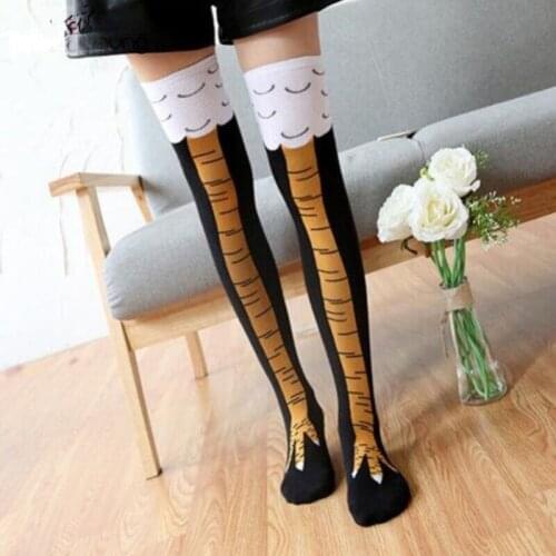 3D Funny Chicken Claw Print Women Socks Thigh High Sock 3D Cartoon Animals Cute Funny Thin Toe Feet Ladies Party Creative Socks
