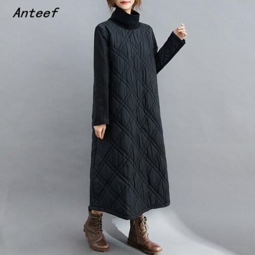 Long sleeve Padded cotton vintage for women casual loose autumn winter dress elegant clothes 2021 ladies dresses