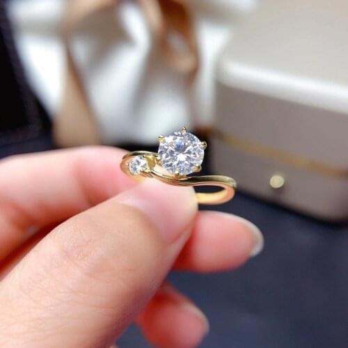 Engagement ring crackling moissanite ring for women jewelry real 925 sterling silver 1 carat gem shiny party gift