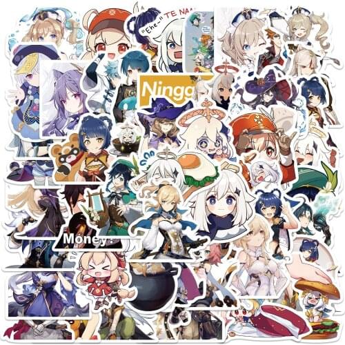 10/50PCS Anime Genshin Impact Game Toy Stickers Decoration Graffiti Bicycle Luggage Laptop Books Cartoon Children Gift Girls
