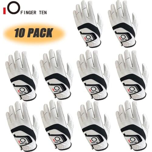 10 Pcs Hot All Weather Soft Golf Gloves Men Left Right Hand Cabretta Leather Rain Grip Comfortable Dropshipping
