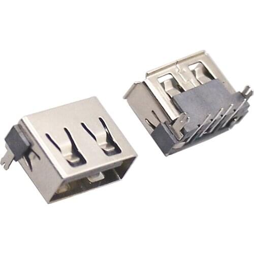 10Pcs Type AF Female USB 2.0 Short body 4 Pin 2 Foot DIP Insert direct Data Charge Plug Socket Jack Connector Wire Adapeter
