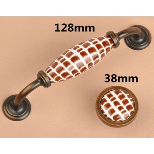 128mm vintage fashion furniture handle bronze kitchen cabinet drawer pull knob coffee ceramic dresser cupboard door handle knob