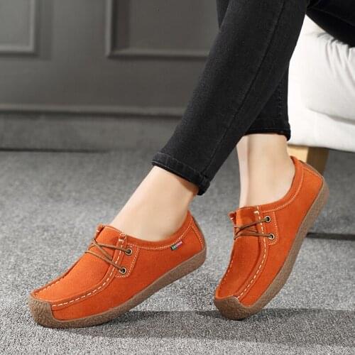 2021 Hot Genuine Leather Women Slip On Flat Shoes Casual Loafers Nubuck Cow Suede Sneakers Ladies Shallow Footwear Plush Warm