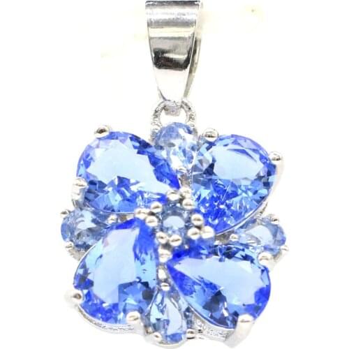 26x16mm SheCrown Luxury 18x13mm Rectangle Created Violet Tanzanite Green Peridot CZ For Sister Daily Wear Silver Pendant