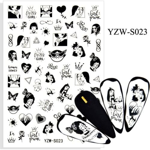 3D Nail Sticker Lady Lovers Slider Nails Art Decoration Wraps Decals Design Adhesive Manicure Tips Stickers Pegatina