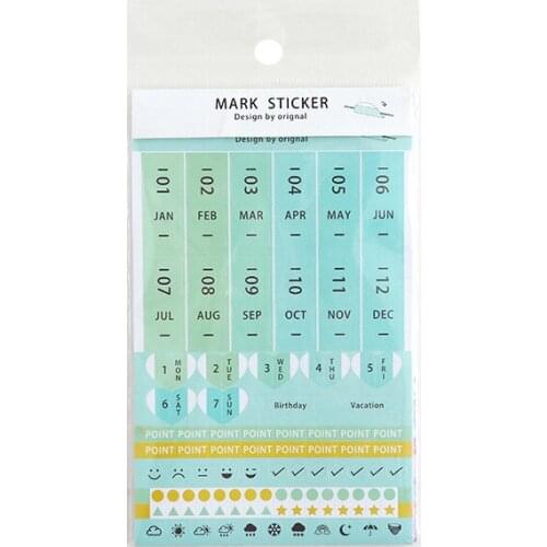 8 pcs/pack Month Week Plan Calendar Stickers Scrapbooking Decorative Stickers Index Label Sticker Flakes Stationary Accessories