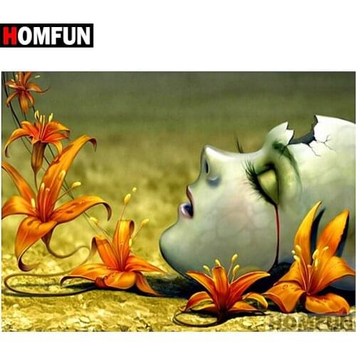 HOMFUN Full Square/Round Drill 5D DIY Diamond Painting "Flower mask" Embroidery Cross Stitch 5D Home Decor Gift A06946