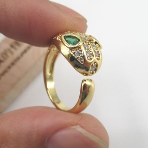 APDGG 12MM Snake Gold filled plated rainbow Macersite CZ Micro Pave women lady gift gold color full finger resizable Rings