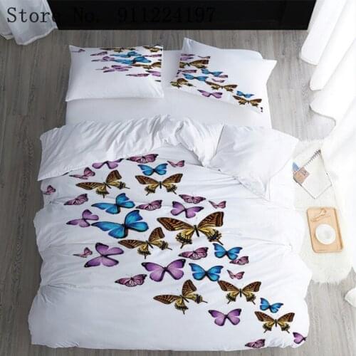 Butterfly Duvet Cover 3PCS Quilt Cover Twin/Full Queen/King 240x220 For Girls Solid Color Home Textile Microfiber Bedding Set