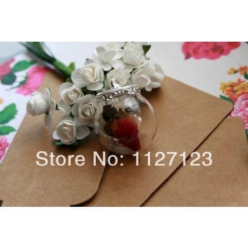 Free shipping!!! 30sets 15mm opening glass globe vials necklace pendant, glass bottles, come with matching cap