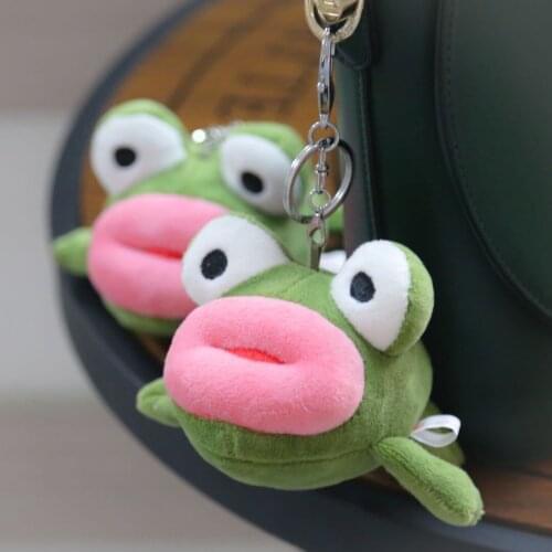 New 13cm high quality plush frog keyring stuffed fashion mobile phone accessory bag keychain pendant soft doll gift girlfriends