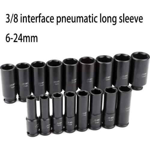 CR-MO chrome molybdenum steel 3/8 interface pneumatic long sleeve hexagon socket head 10mm interface wrench auto repair tool