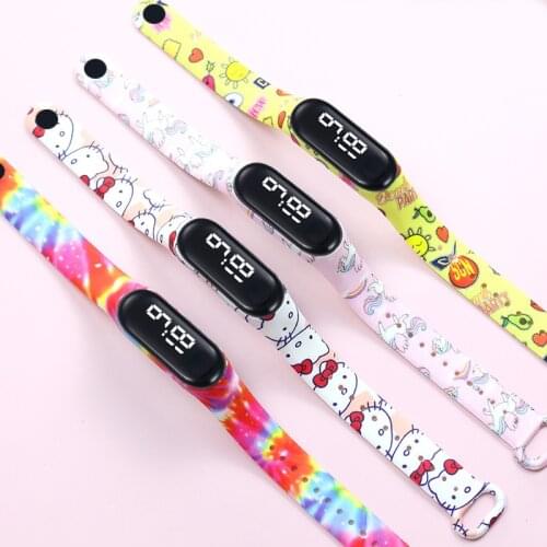 Fashion Cartoon Digital Children Wristwatch Girls Sport LED Simple Color Silicone Strap Kids Watches Student Gift reloj mujer