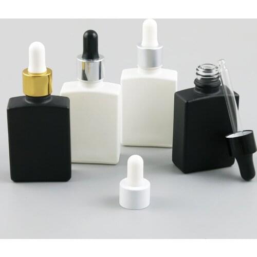 360 x 30ml Travel Black White Glass Perfum Bottle Square Bottles with Dropper Essential Oil Chemical Perfume Atomizer Container
