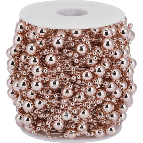 String Garland Pearl Beads Chain Shiny Rose Gold Imitation 30m for Valentine\s Day Christmas