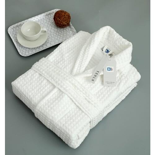 Japan Style Robe 100% Cotton Waffle Gauze Robe Bath Robe Soft Ventilation Robe For All Seasons Females Casual Home Bathrobe