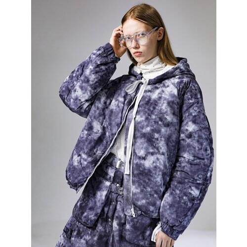 IRINACH107 2020 Winter New Collection tie dye fabric white duck down jacket women
