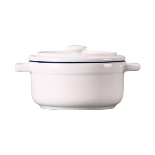 Ceramic two-eared stewed glazed ceramic bowl with lid water stewed egg soup rice bowl baking bowl mold