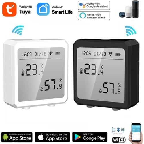Wifi+Bluetooth-compatible Mini Tuya Indoor Thermometer Digital LCD Temperature Sensor Humidity Meter Thermometer Room Hygrometer
