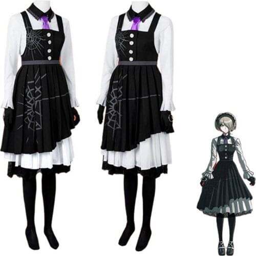 6 Piece Set Danganronpa V3 Cosplay Costume Tojo Kirumi Maid Dress Uniforms Women Girls Game Anime Halloween Carnival Clothes