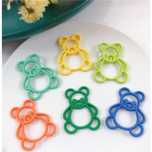 Summer style 50pcs/lot color Spray paint animals cartoon bears shape alloy floating locket charms diy jewelry earring accessory