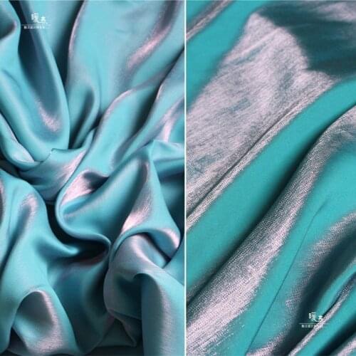 Mercerized Cotton Silk Satin Fabric Bluish Green DIY Decor Pajamas Shirt Kungfu Suit Cheongsam Evening Dress Designer Fabric
