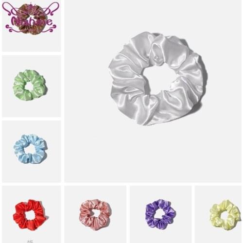 Fashion Women Solid Color Satin Large Intestine Hair Ring DIY Handmade Princess Headwear Ponytail Hairband Photography Props