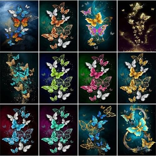 MomoArt Diamond Mosaic Animal Cross Stitch Diamond Embroidery Butterfly Picture Rhinestones Art Painting Full Square Handicraft