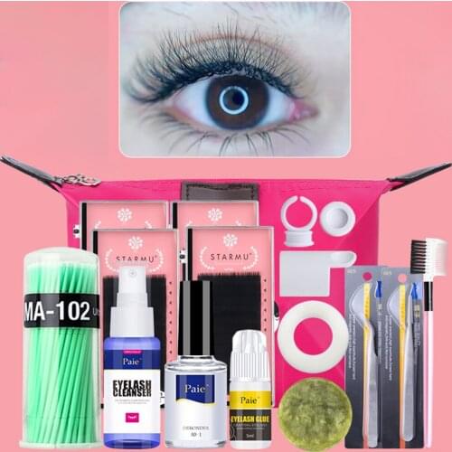 False Eyelashes Extension Training Set Grafting Eyelash Practice Kit Eyelash Adhesive Glue Cleanser Lash Brush Home DIY