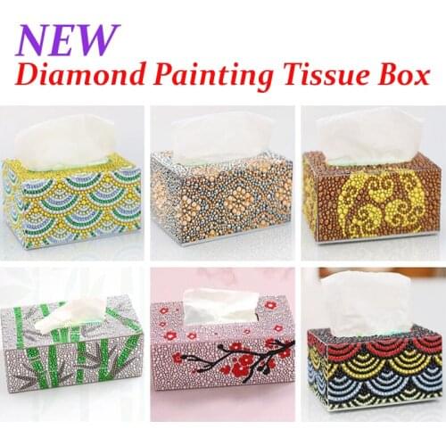 New Diamond painting tissue box Three-dimensional handmade art cosmetic tissue dispenser Childrens DIY cartoon home decor gift