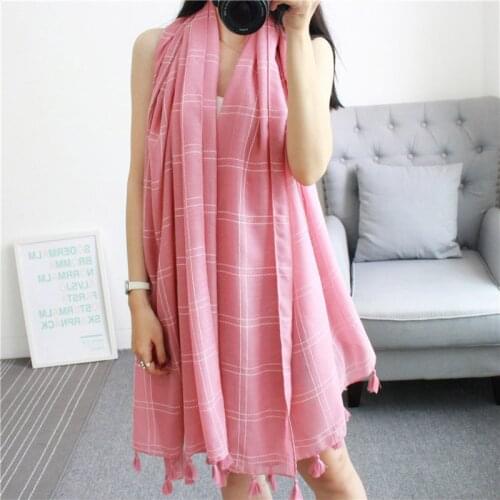 New Arrival Autumn Winter Scarf Classical Plaid printing Cotton Women Long Shawl Scarf Woman Big Size Pashminas Wrap Hijab180*90