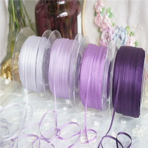 2mm Solid colors ins style 100% pure silk embroidery ribbon thin taffeta high quality silk ribbon Anya Ribbon Handcraft