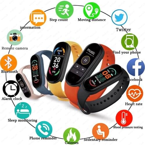 2021 M6 Smart Watch Men Womens Smartwatch Heart Rate Fitness Tracking Sports Bracelet For Apple Android Xiaomi Mi Band Watches