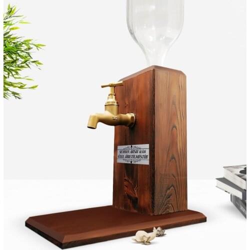 Personalized Glass Bottled Natural Wood Tap Buttermilk Stand