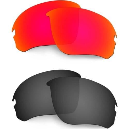 HKUCO Polarized Replacement Lenses For Flak Draft Sunglasses Red/Black 2 Pairs