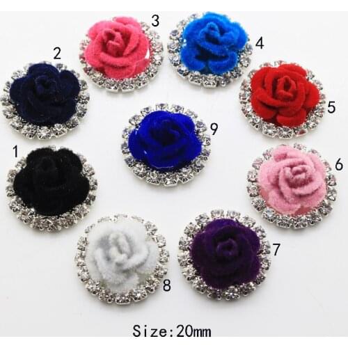 High quality 10Pc 20mm Non-woven fabric roses buttons 2017 silver Rhinestone metal buttons Invitation DIY Wedding Apparel