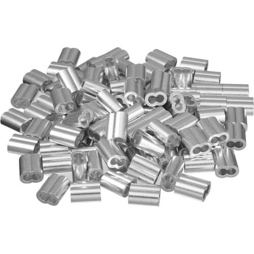 SHGO HOT-5/32 inch (4mm) Diameter Wire Rope Aluminum Sleeves Clip Fittings Cable Crimps 100pcs