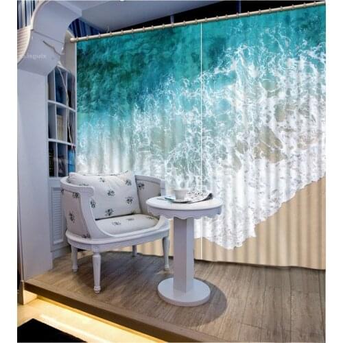 European style curtains modern 3d curtains Blackout photos beach living room window curtains 3d bedroom curtains