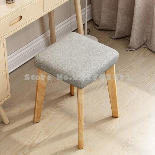 Nordic dining chair household stool bench simple modern makeup stool solid wood dining stool casual fashion fabric small chair
