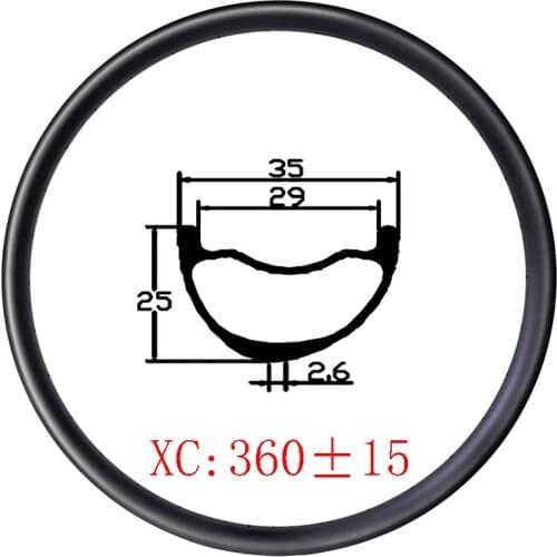 Light 360g 29er MTB XC 35mm wide 25mm deep asymmetric clincher tubeless disc carbon rim UD matte glossy 29in all mountain bike