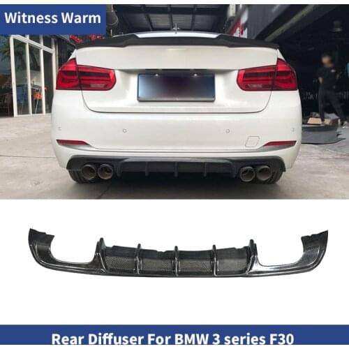 Carbon Fiber / FRP Rear Bumper Guard Diffuser Spoiler Lip for BMW F30 standard Bumper 2012 - 2018 Exhaust four Outlet