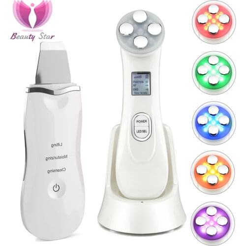 Ultrasonic Face Blackhead Removal Pore Cleaner Face Scrubber USB Sprayer Body Nebulizer 5in1 EMS RF Radio Frequency Machine