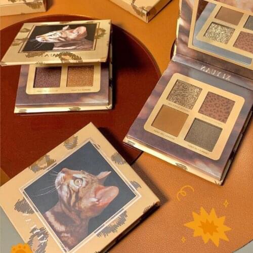 XIYUAN 4 Colors Eyeshadow Pallete Nude Matte Smoky Eye Shadow Waterproof Glitter Long lasting Shiny Natural Eye Makeup TSLM2