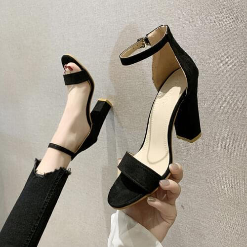Big Size 2020 Summer Women Sandals Open Toe Womens Sandles Thick Heel Women Pumps Shoes Korean Style Gladiator Shoes High Heel