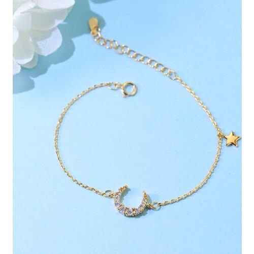 KOFSAC New 925 Sterling Silver Jewelry Bracelets For Women Fashion Fine Full Zircon Moon Star Bracelet Girl Christmas Gifts